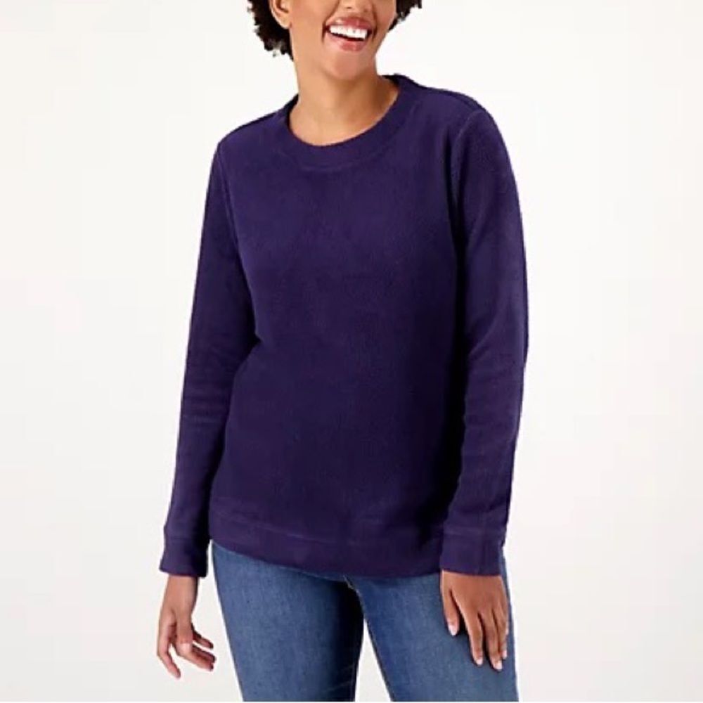 Denim & Co. Comfort Zone Baby Sherpa Crewneck Pullover